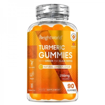 Turmeric with Ginrer & Black Pepper 2100 мг 90 дъвчащи таблетки | Weight World