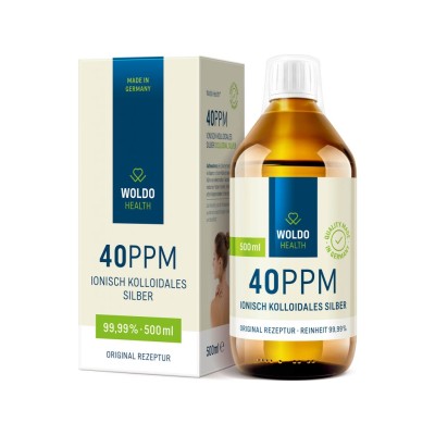 Colloidal Silver 40 ppm 500 мл | Woldo Health Подходящо за ежедневна грижа за проблемна кожа Намалява разширените пори Ефективно при прекомерно изпотяване Намалява образуването на нежелани бактерии и гъбич Colloidal Silver 40 ppm 500 мл | Woldo Health Под