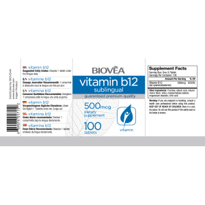 Витамин B12 500 мкг 100 таблетки | Biovea