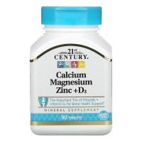 Calcium Magnesium Zinc + Vitamin D3 | 90 таблетки | 21st Century