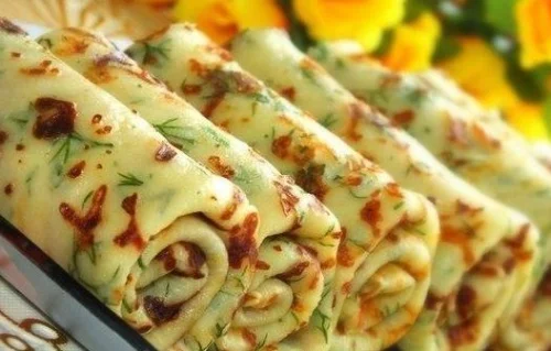 Солени палачинки със зеленчуци. 