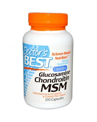 Glucosamine Chondroitin MSM 120 Capsules от Doctor`s Best възстановява хрущялната тъкан и намалява болките в ставите