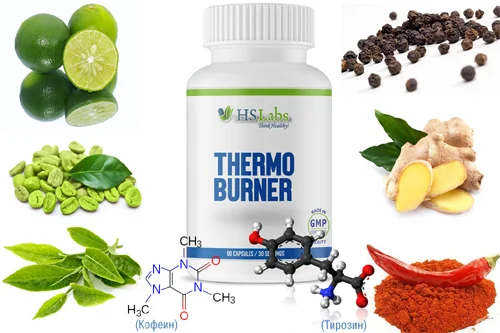 Thermo Burner 90 capsules на уникална цена от HS Labs е термогенен комплекс със специална комбинация от вещества