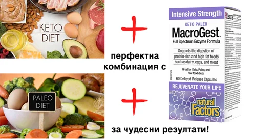 Ензимна Формула 206 мг 60 капсули от Natural Factors на супер цена оптимизира ефектите от кепо и палео диетите