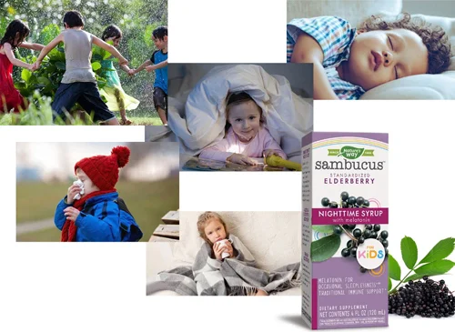 Sambucus Kids NightTime Сироп 120 мл на супер цена от Nature's Way за силна имунна система и спокоен сън