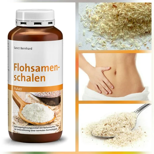 Psyllium Seed Husk Прах 400 гр на уникална цена от Sanct Bernhard гарантира здрава храносмилателна система и увеличава имунната защита